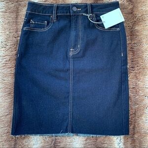 Hidden Raw Hem Jean Skirt